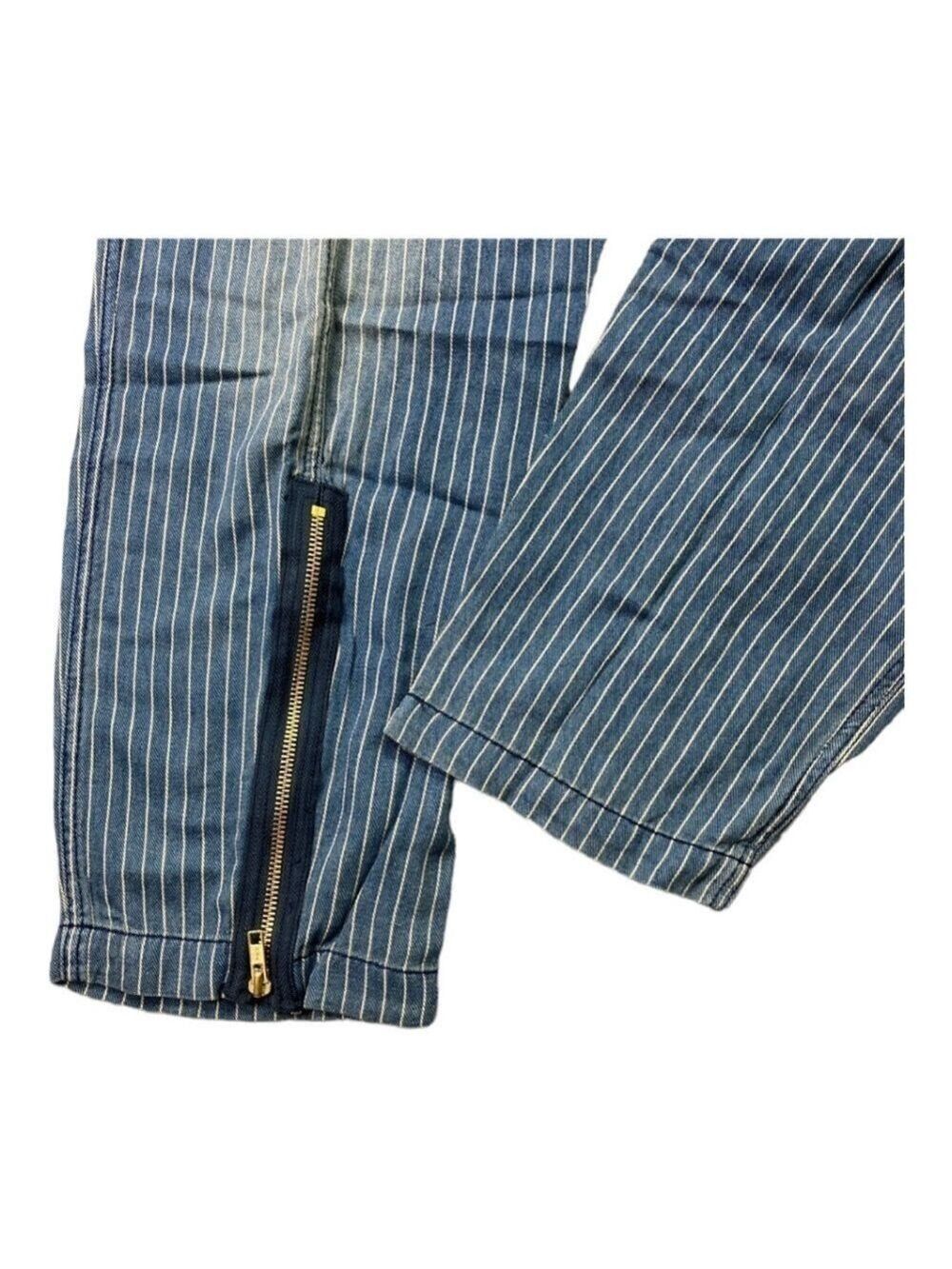 Free People x Sandrine Rose Women  Indigo Striped  Denim Jumpsuit Long - Picture 12 of 13